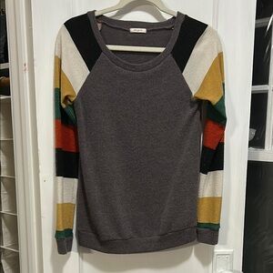 12 Pm By Mon Ami Gray and Black Crew Neck Sweater